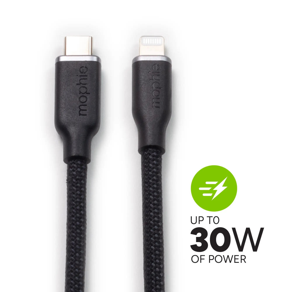 Cable Mophie Trenzado USB-C a Lightning 1m - Negro