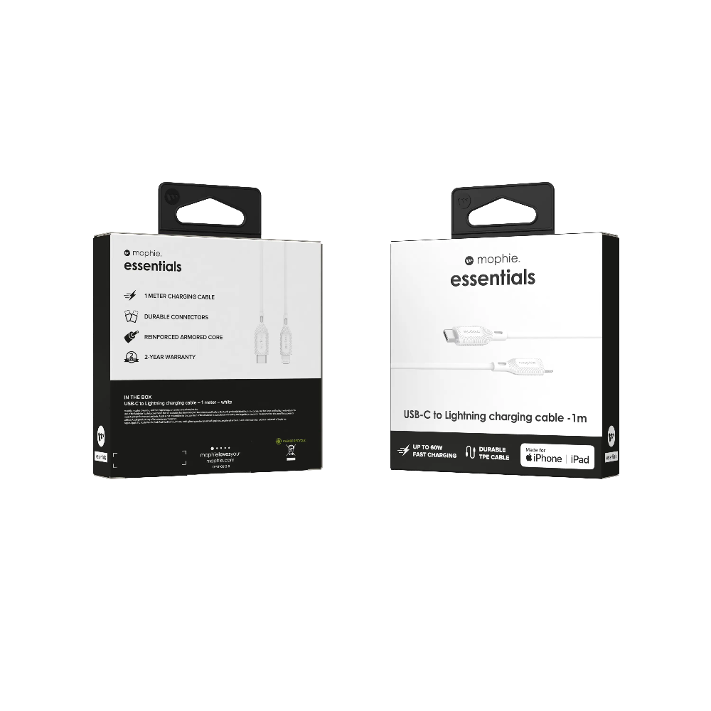 Cable Mophie USB-C a Lightning 60w 1m - Blanco