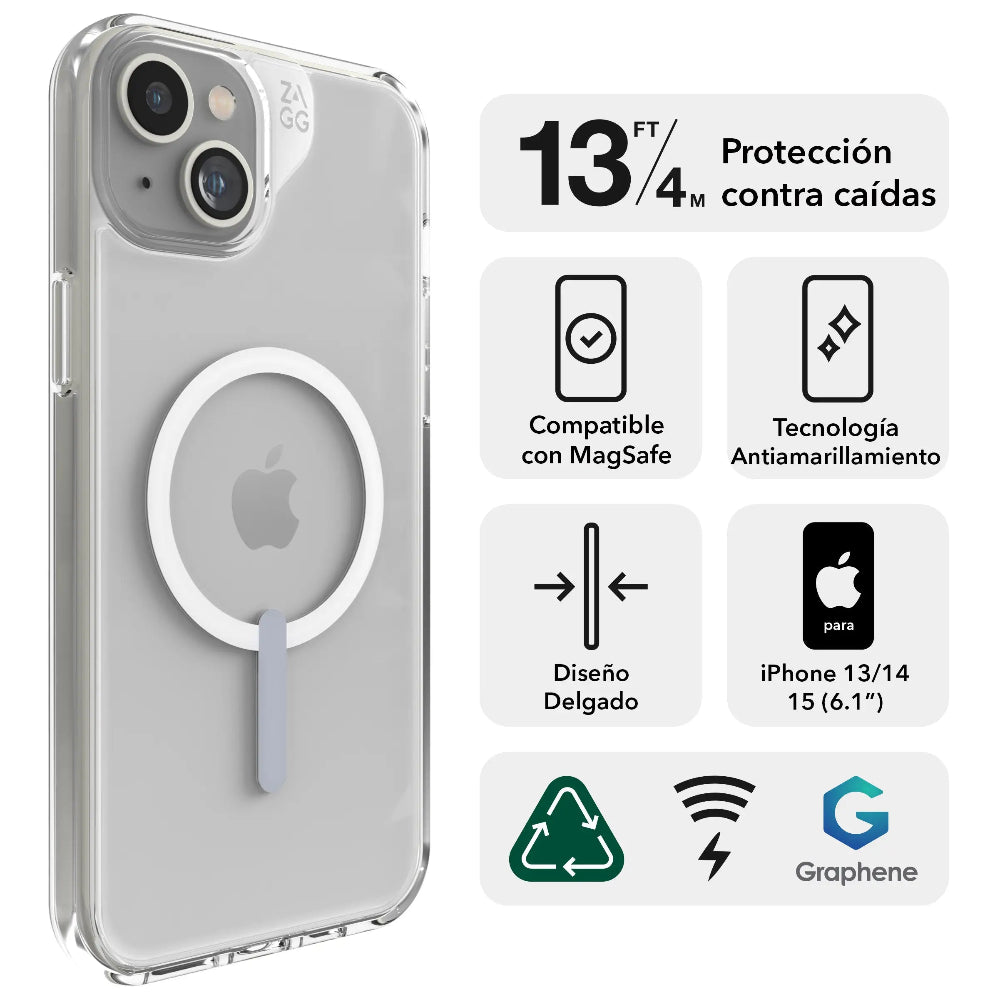 Case Zagg Cristal Palace Snap con Magsafe para iPhone 13/14/15 - Transparente
