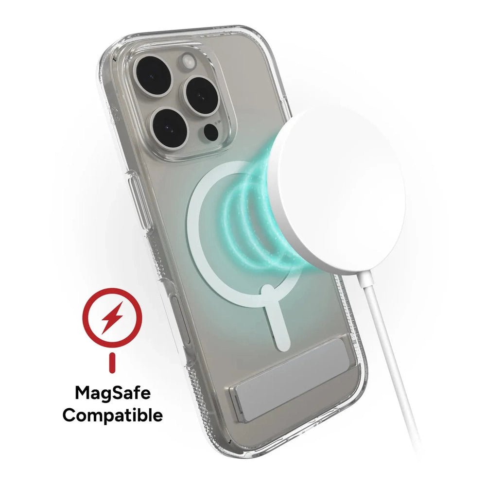 Case ZAGG Kickstand Crystal Palace para iPhone 16 Pro con Magsafe - Transparente