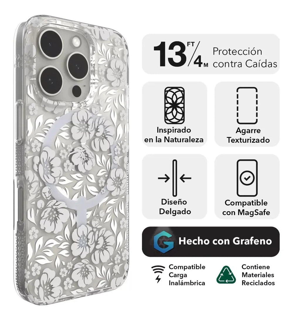 Case ZAGG Milan para iPhone 16 Pro con Magsafe - Blanco Floral
