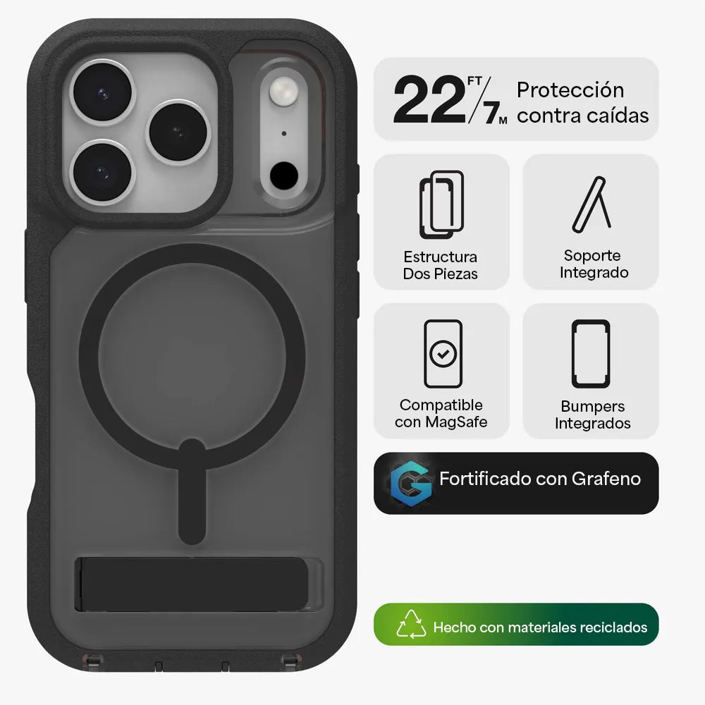 Case ZAGG Rainier con MagSafe KS para iPhone 17 Pro - Negro Humo