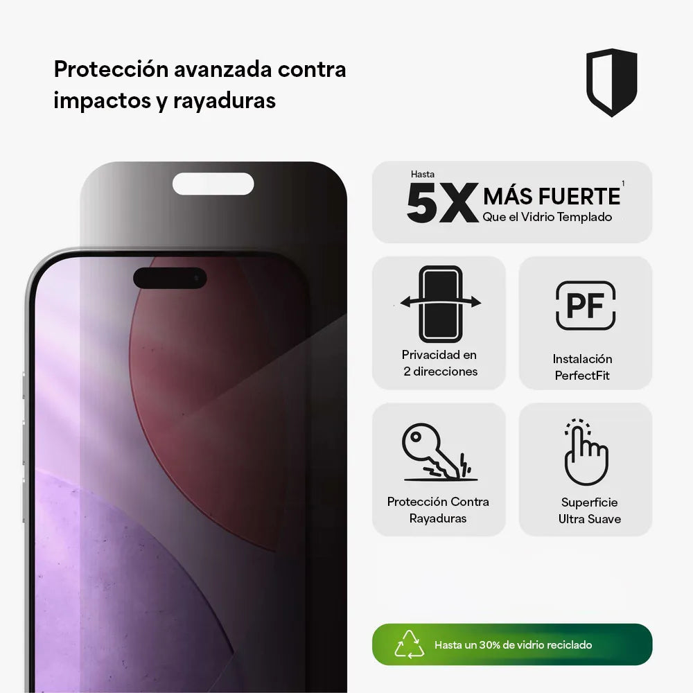 Protector de Pantalla Zagg GL Privacidad para iPhone 17 Pro - Transparente