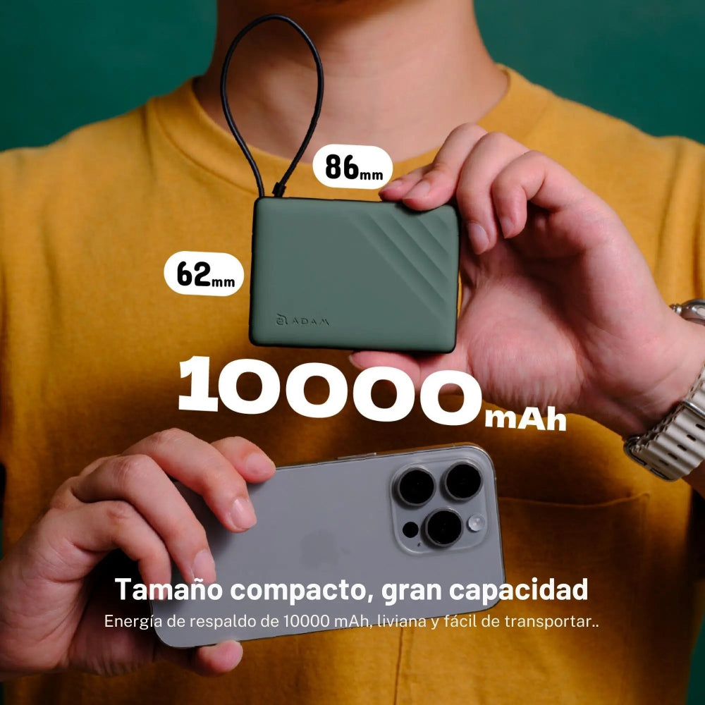 Batería magnética Adam Elements GRAVITY - 10,000mAh 30W con cable USB-C integrado - Gris