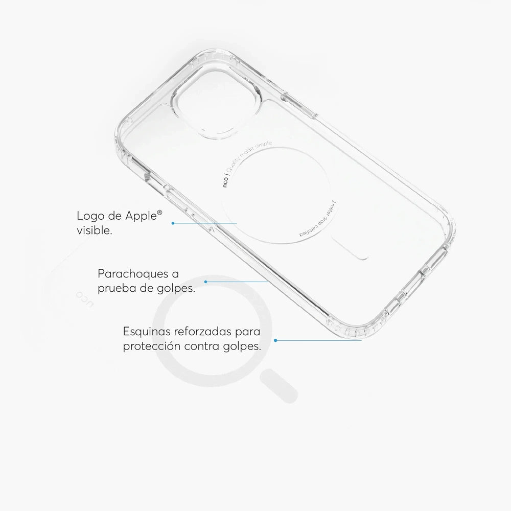 Case NCO SafeCase Clear con Magsafe para iPhone 15 - Transparente