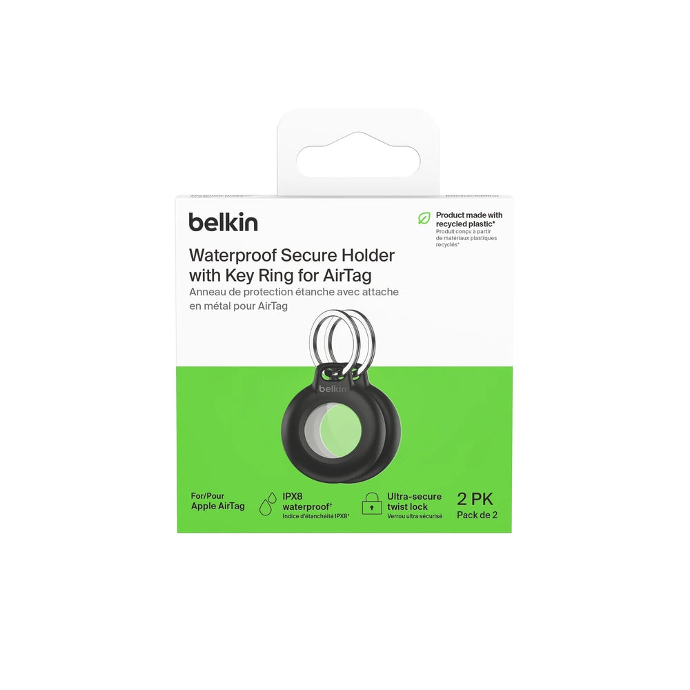 Llavero Belkin impermeable para AirTag (Paquete de 2) - Negro
