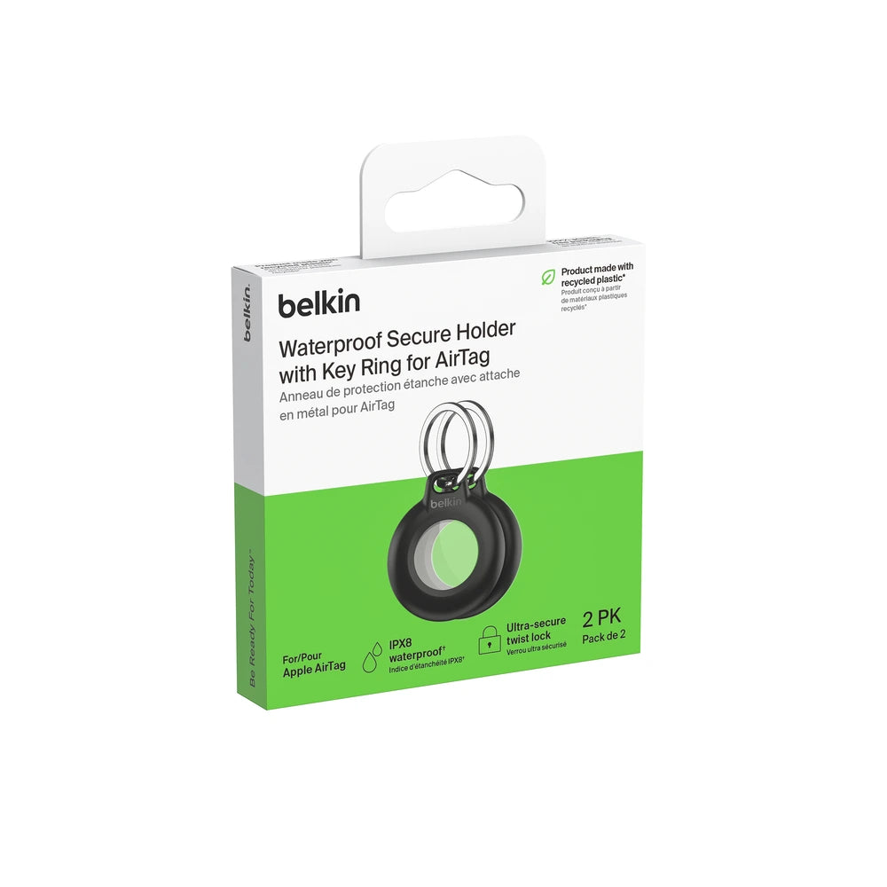 Llavero Belkin impermeable para AirTag (Paquete de 2) - Negro