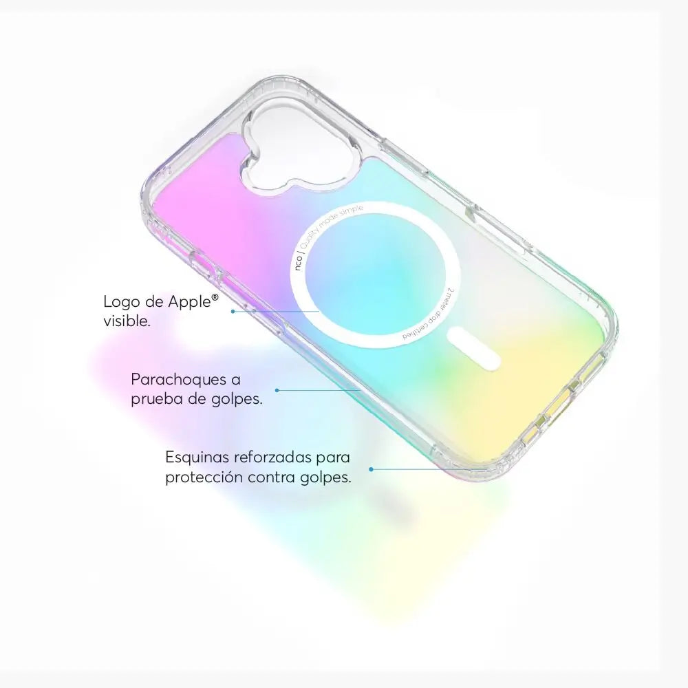 Case NCO SafeCase Clear con MagSafe para iPhone 16 - Multicolor