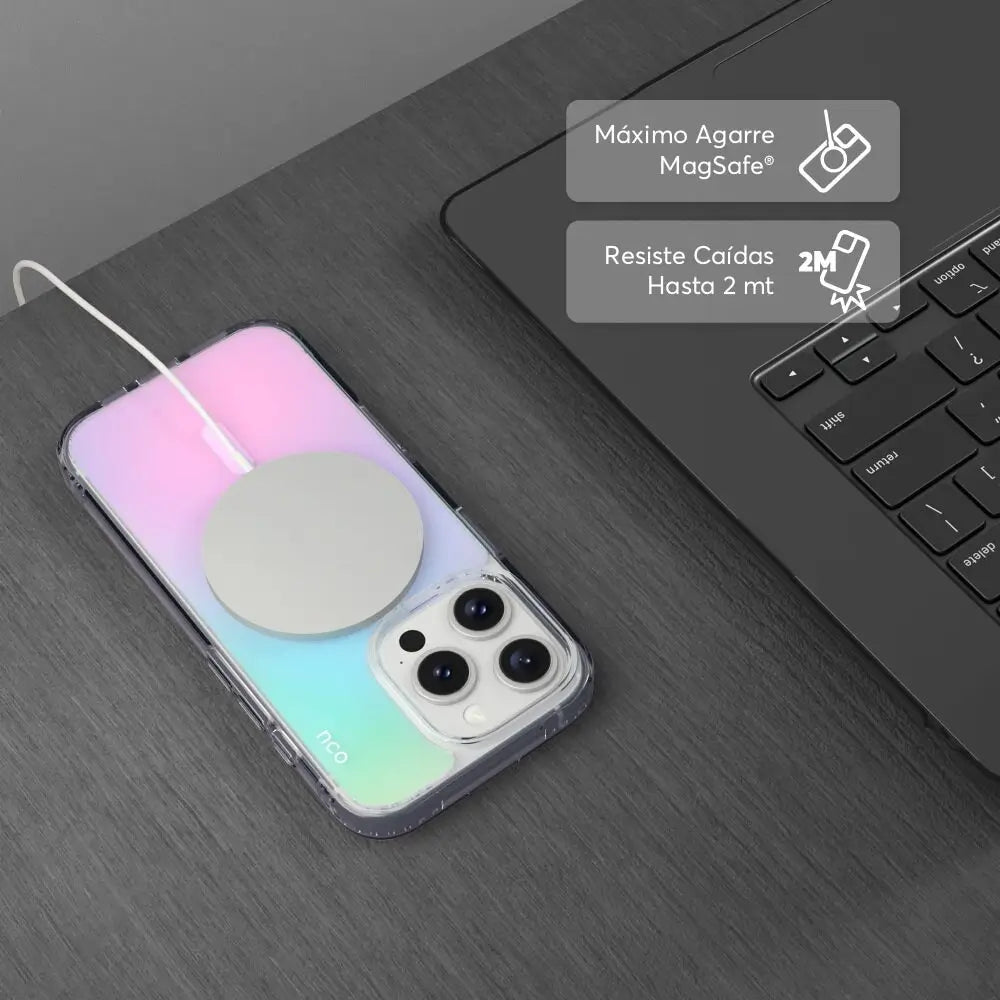 Case NCO SafeCase Clear con MagSafe para iPhone 16 Pro - Multicolor