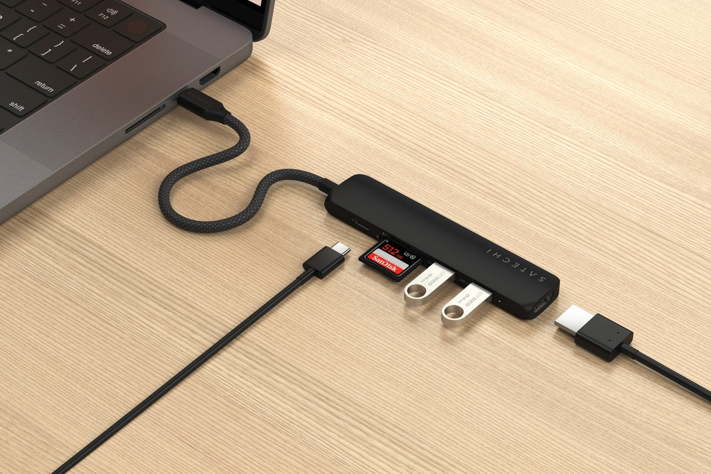Adaptador Multipuerto Satechi Slim 6 en 1 USB-C - Negro