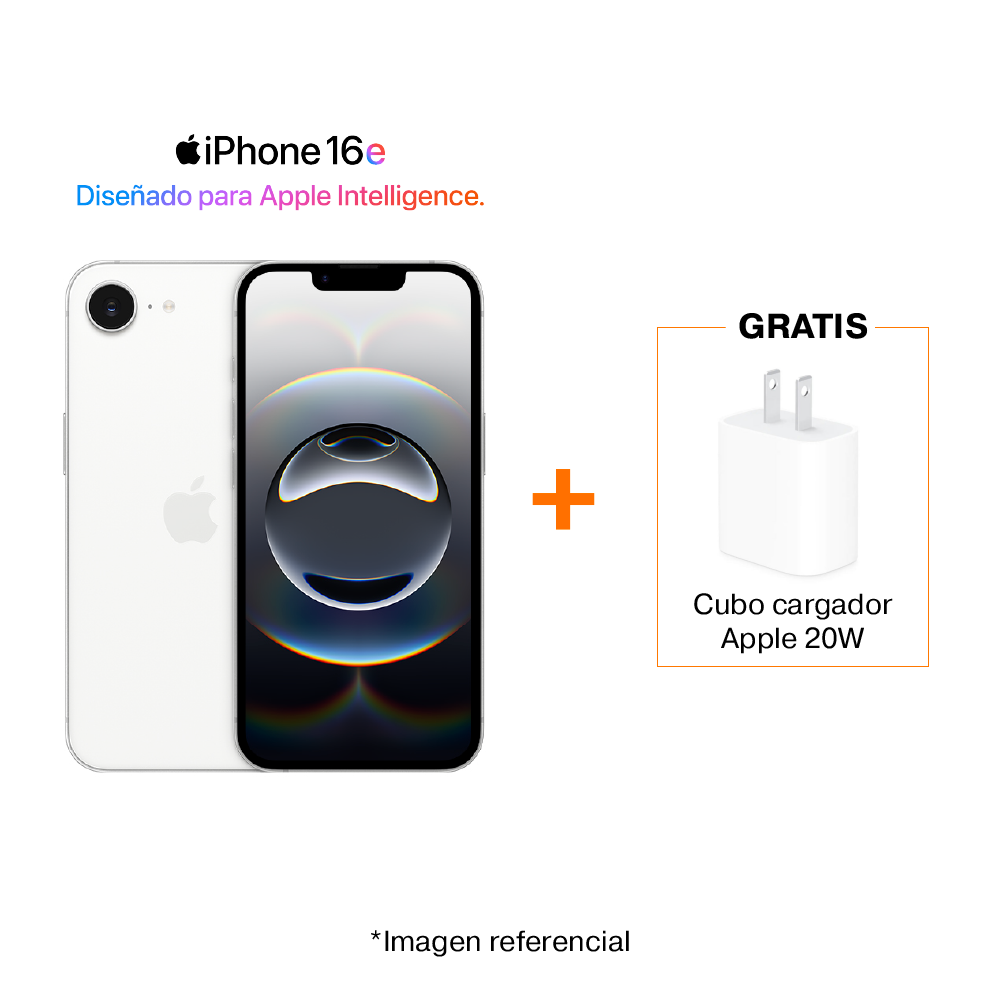 iPhone 16e 128GB Blanco + Cargador 20W Apple GRATIS