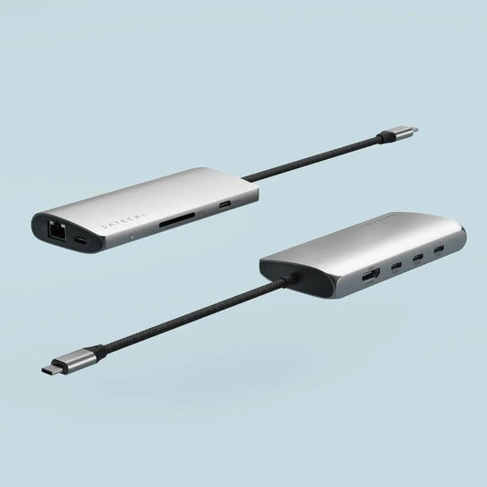 Adaptador Multipuerto Satechi 8K con Ethernet V3 USB-C - Gris espacial