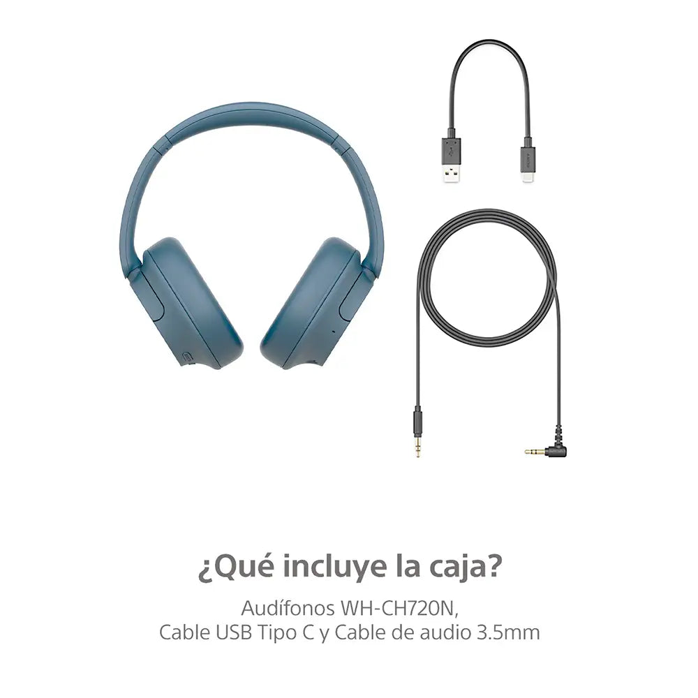 Audífonos Sony inalámbricos con cancelación de Ruido Around Ear WH-CH720N - Azul