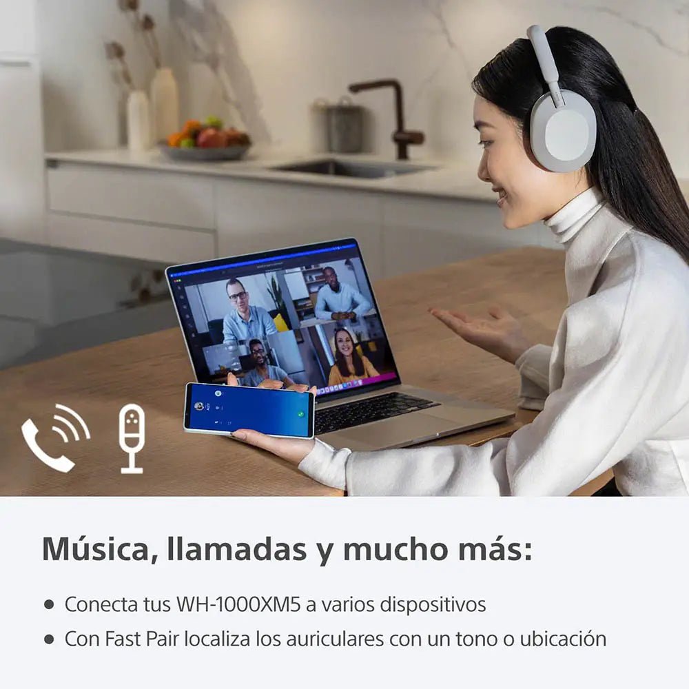 Audífonos Sony inalámbricos con cancelación de Ruido Around Ear WH1000XM5 - Negro