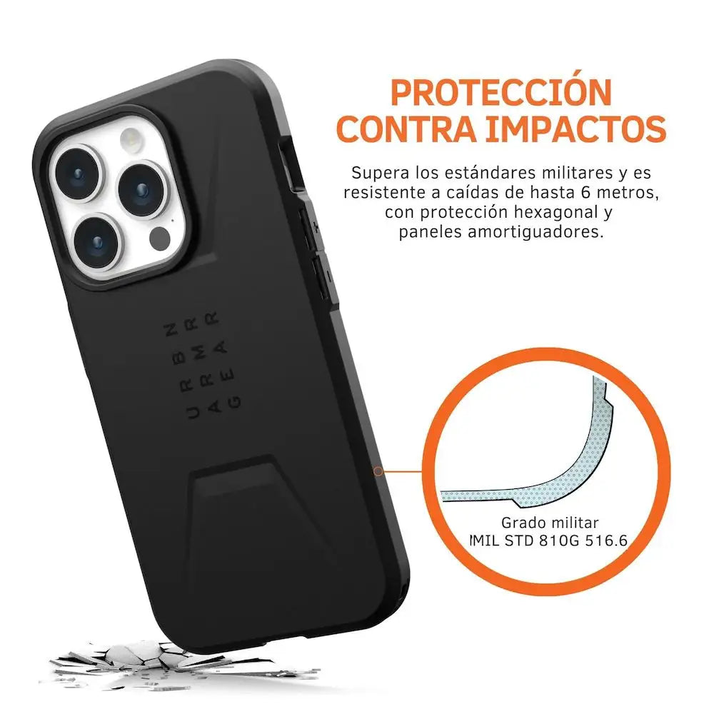 Case UAG Civilian para iPhone 15 Pro con Magsafe - Negro