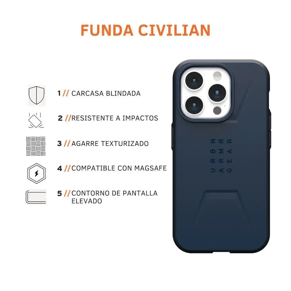 Case UAG Civilian para iPhone 15 Pro con Magsafe - Azul Oscuro