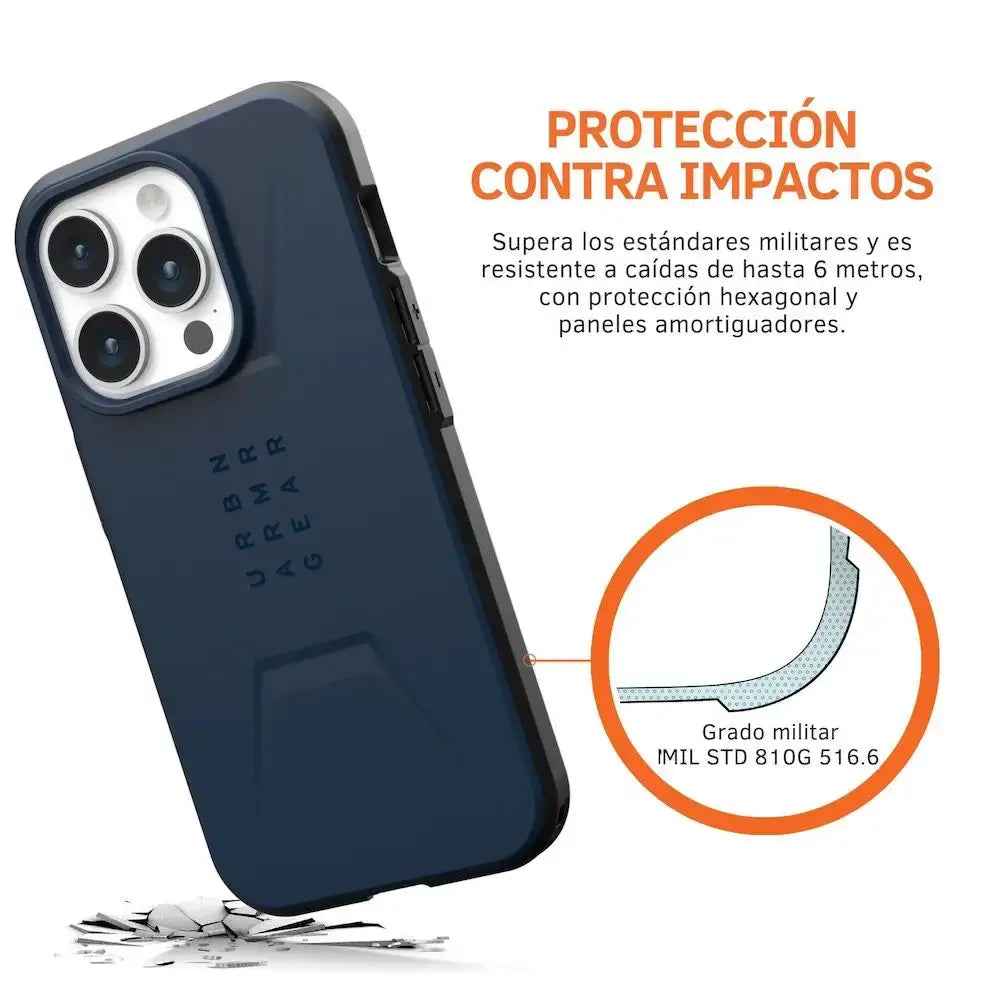 Case UAG Civilian para iPhone 15 Pro con Magsafe - Azul Oscuro