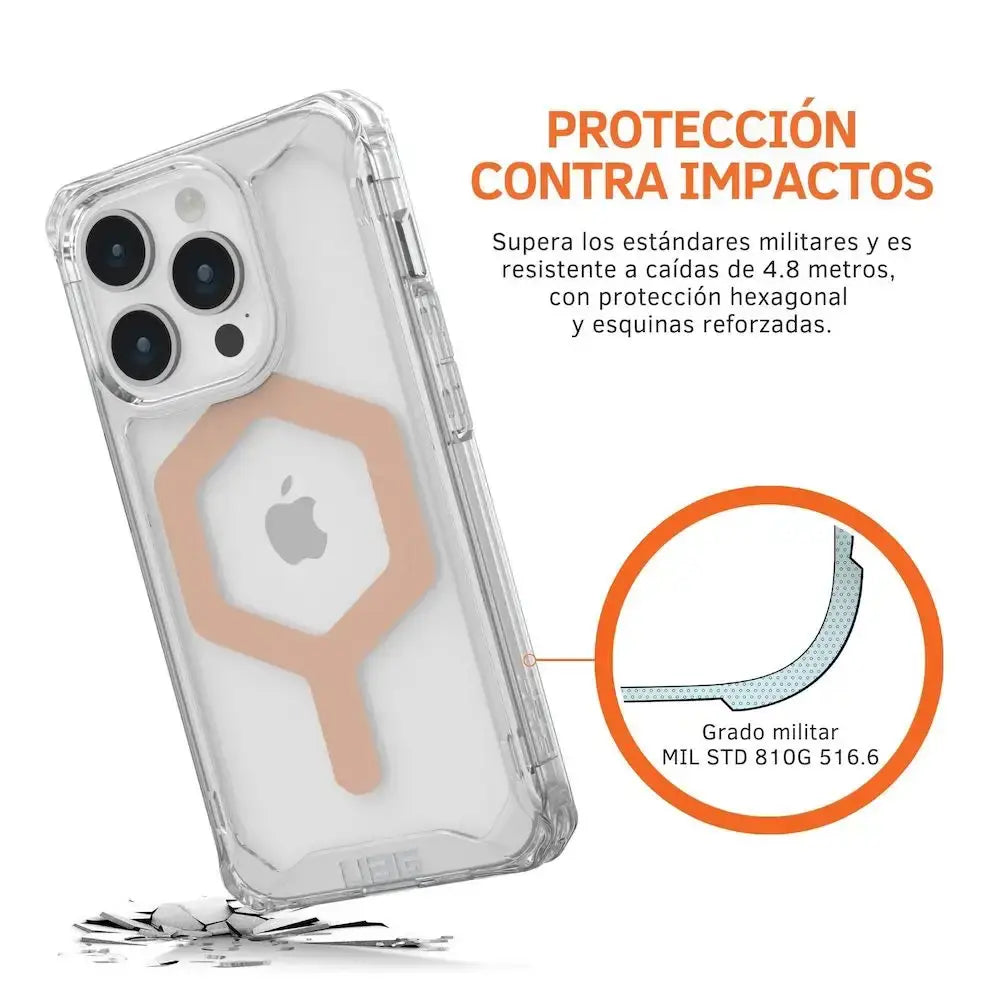 Case UAG Plyo con MagSafe para iPhone 15 Pro - Transparente/Oro Rosa