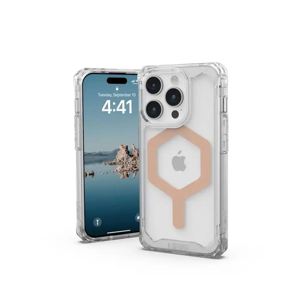 Case UAG Plyo con MagSafe para iPhone 15 Pro - Transparente/Oro Rosa