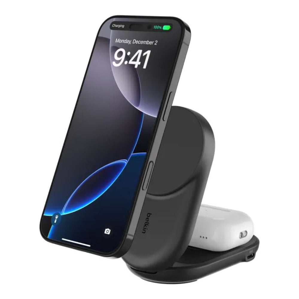 Base de Carga Belkin Qi2 Plegable 2 en 1 25W - Negro