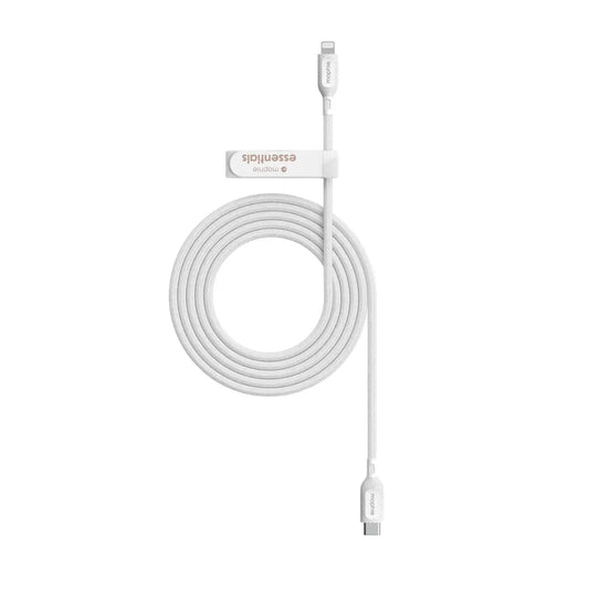 Cable Mophie essential trenzado USB-C a Lightning 60w 2m - Blanco