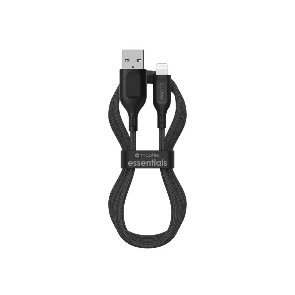 Cable Mophie essential trenzado USB-A a Lightning 12w 1m - Negro