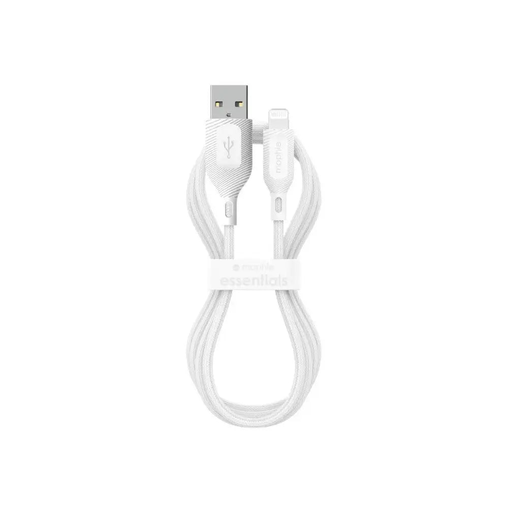 Cable Mophie essential trenzado USB-A a Lightning 12w 1m - Blanco