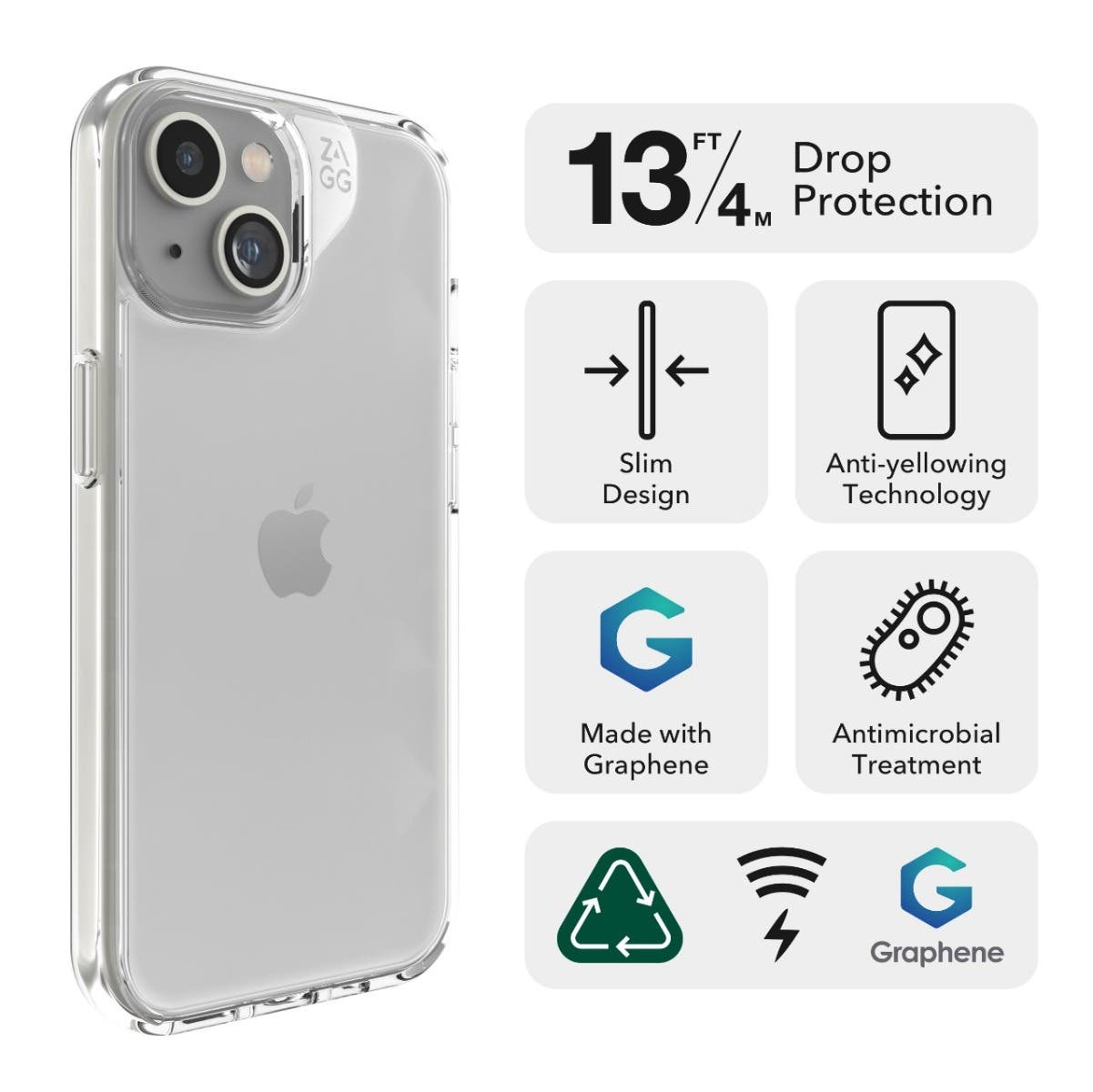 Case ZAGG Crystal Palace para iPhone 15Plus/14 Plus - Transparente