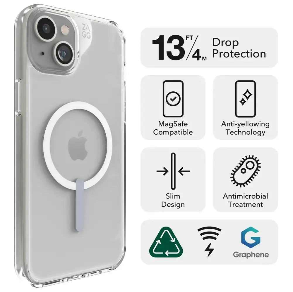 Case ZAGG Crystal con Magsafe para iPhone 15 Plus/14 Plus - Transparente