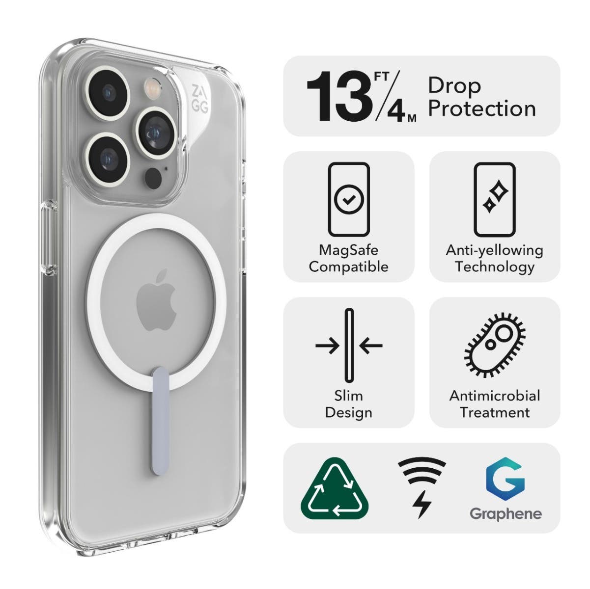 Case ZAGG Crystal Palace Snap Magsafe para iPhone 15 Pro - Transparente