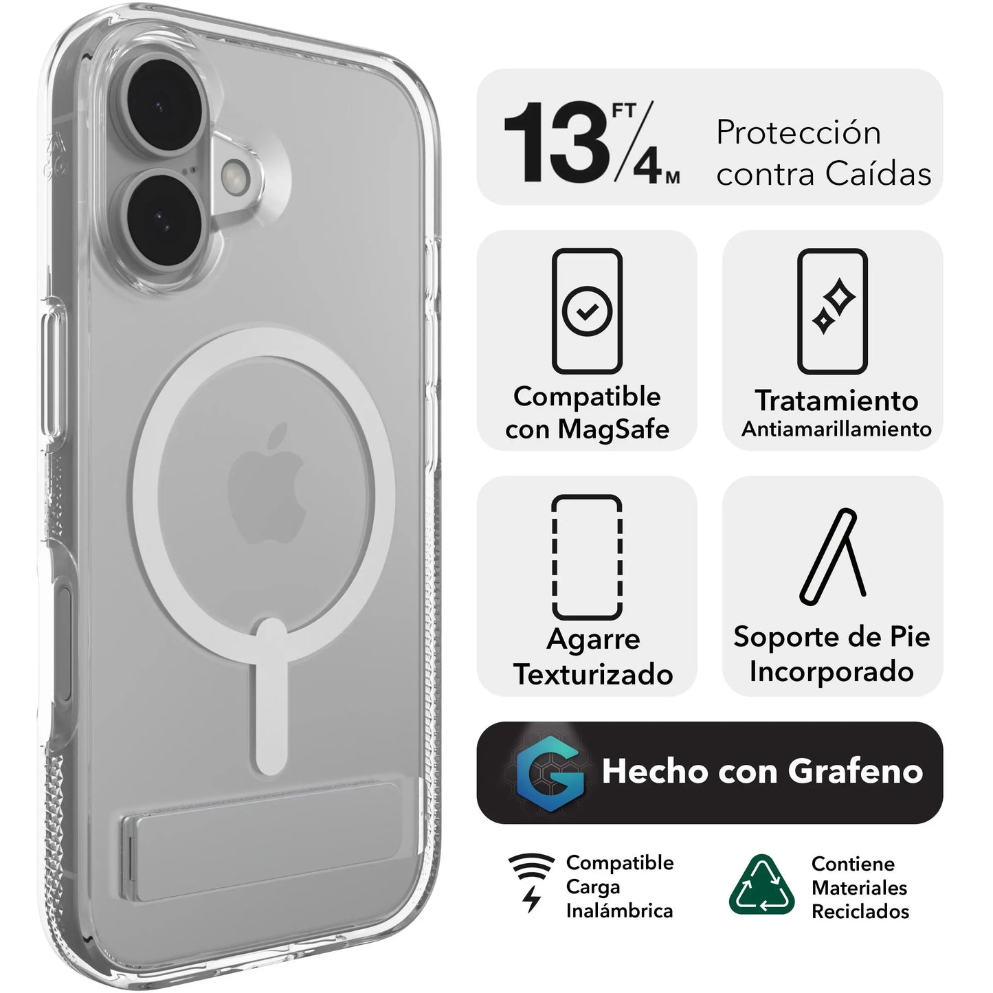 Case ZAGG Crystal Palace con MagSafe para iPhone 16 Plus - Transparente