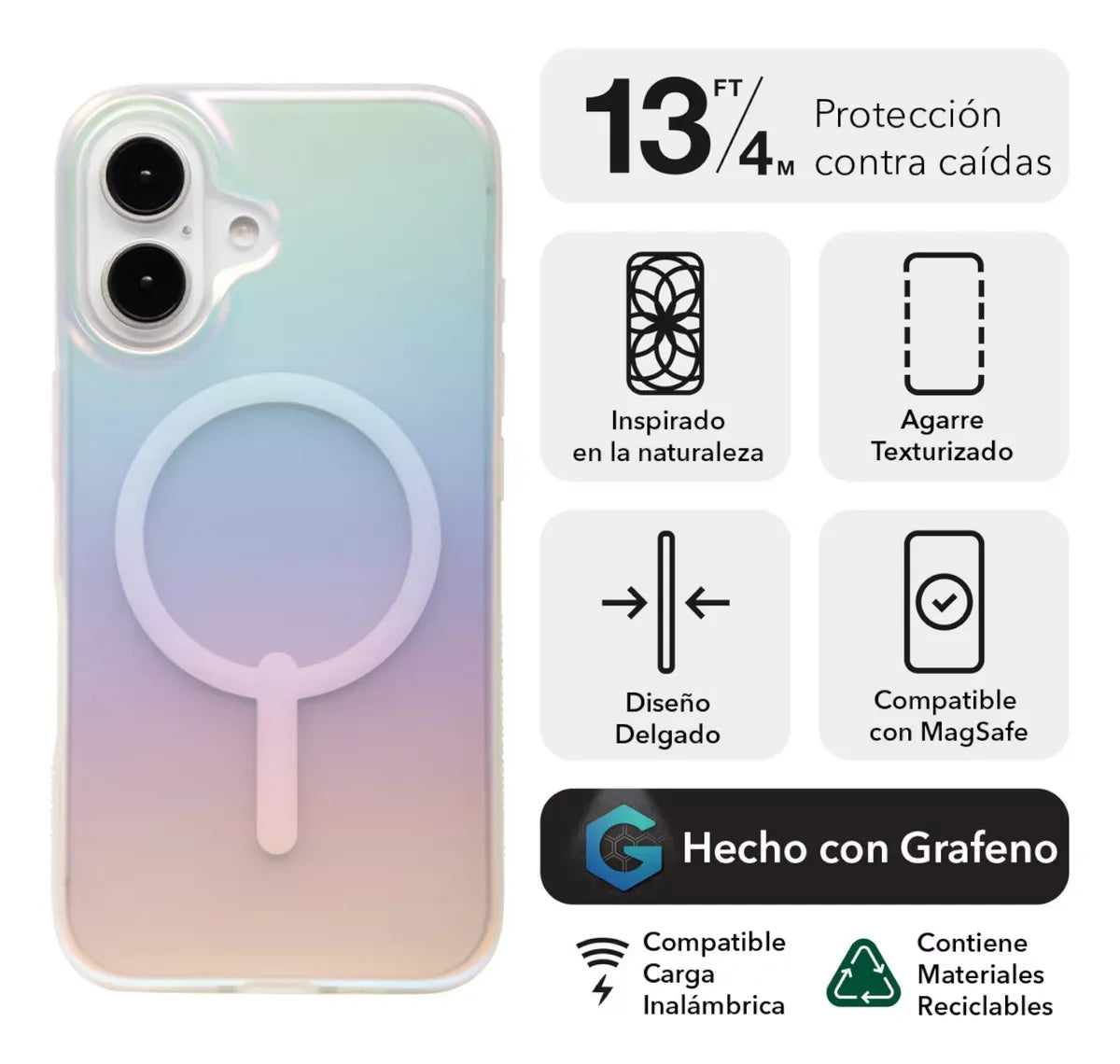 Case Zagg Milan Snap con Magsafe para iPhone 16 - Iridicente