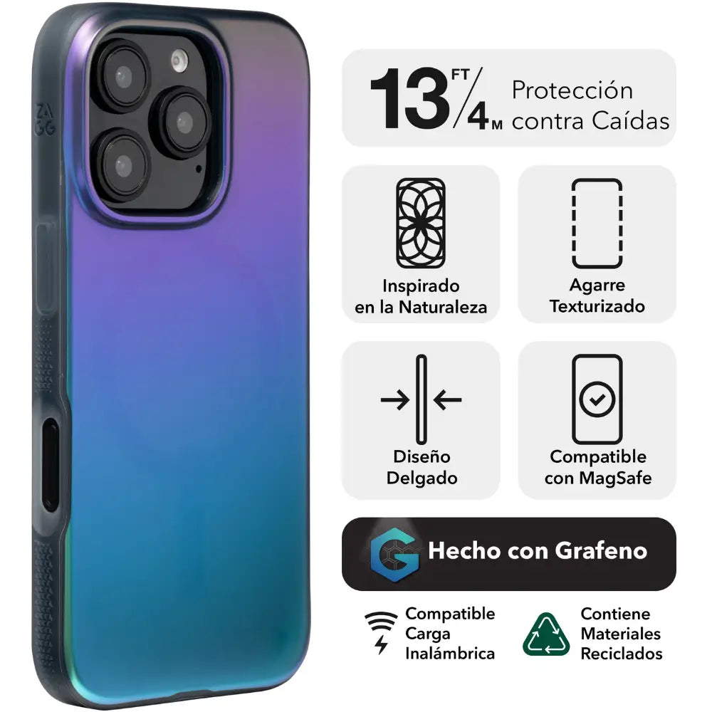 Case Zagg Milan Snap con Magsafe para iPhone 16 Pro Max - Pluma de Cuervo