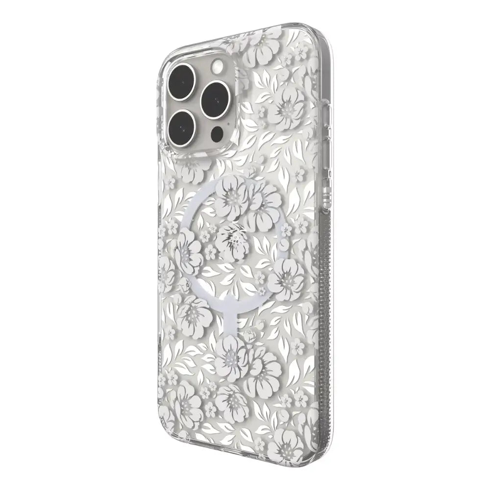 Case Zagg Milan Snap con Magsafe para iPhone 16 Pro - Blanco Floral