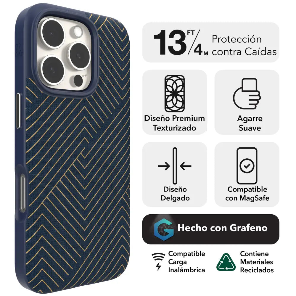 Case ZAGG para iPhone 16 Pro Max London Snap Magsafe - Azul Marino y Oro