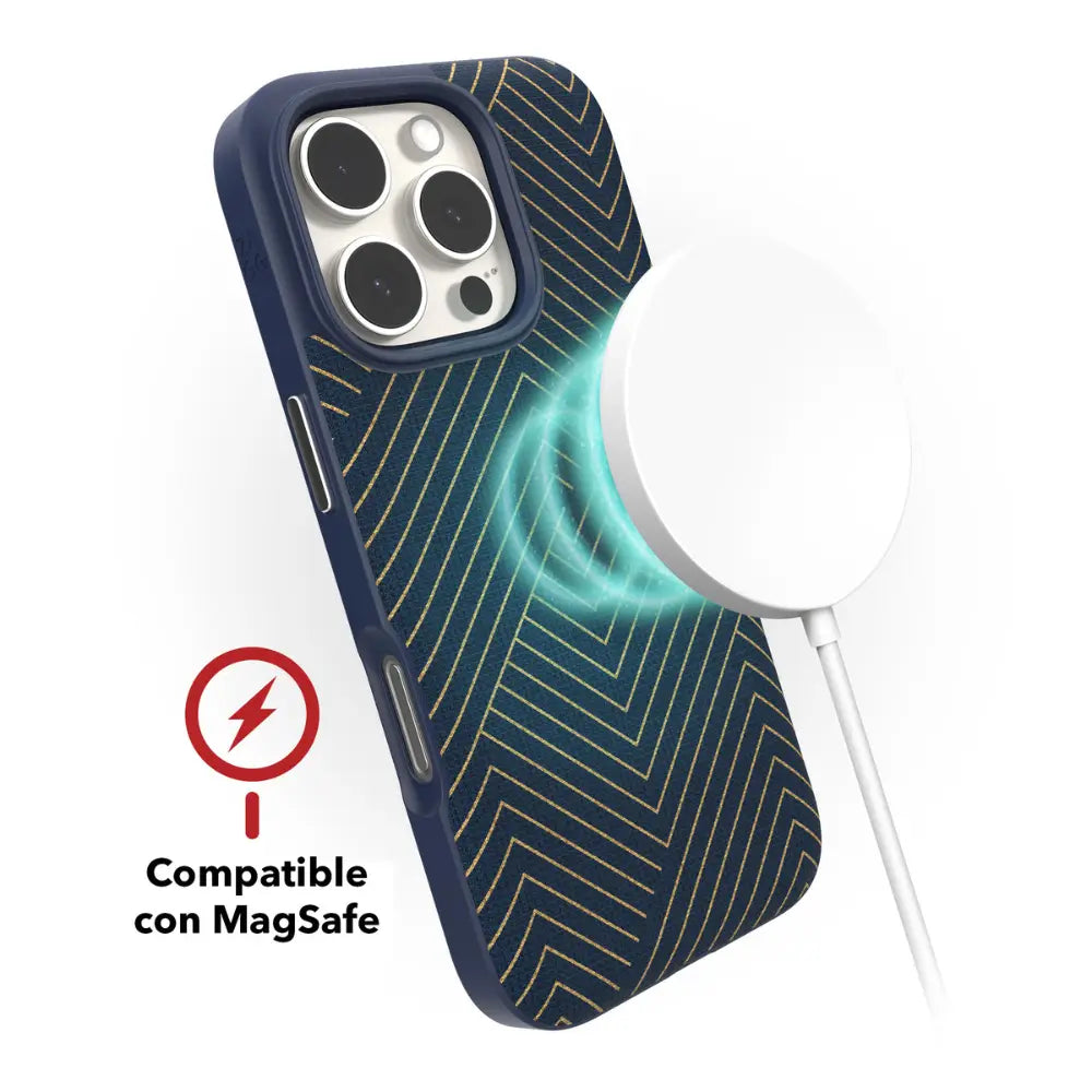 Case ZAGG para iPhone 16 Pro Max London Snap Magsafe - Azul Marino y Oro