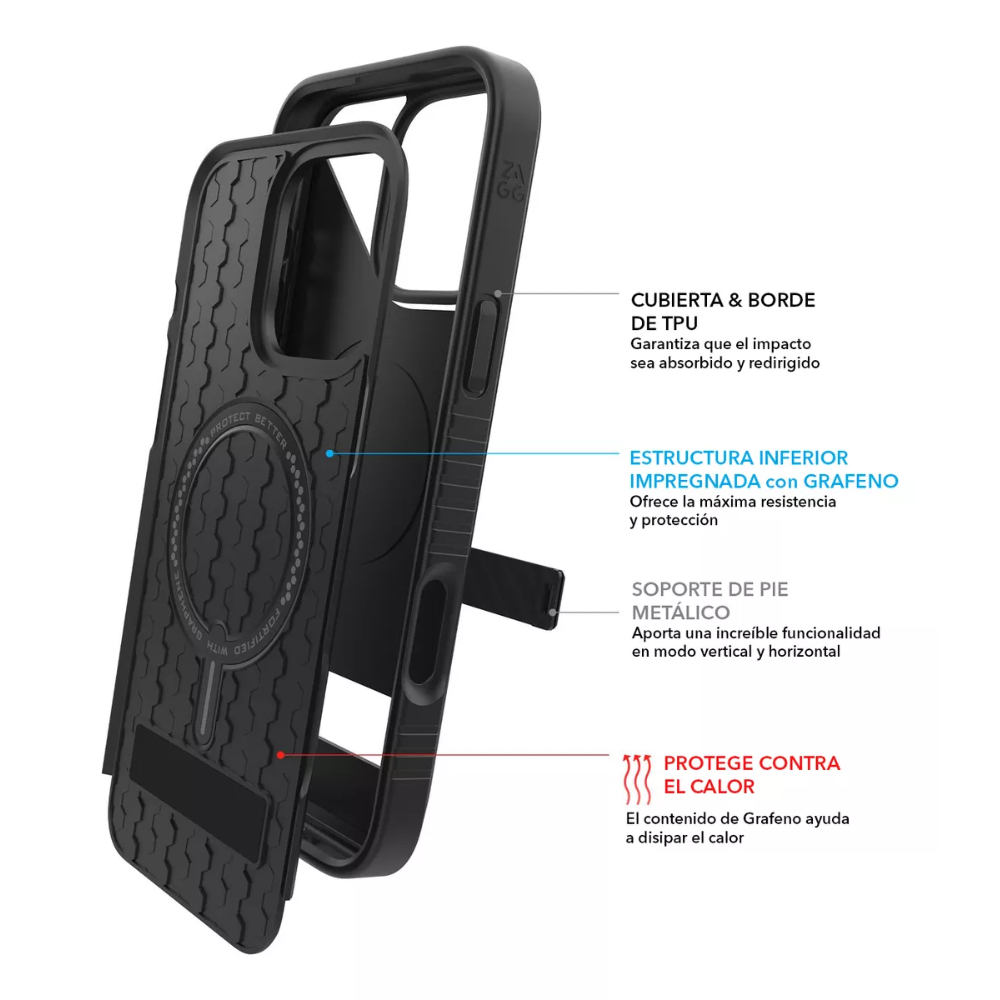 Case Zagg Denali Snap KS con Magsafe para iPhone 16 Pro - Negro