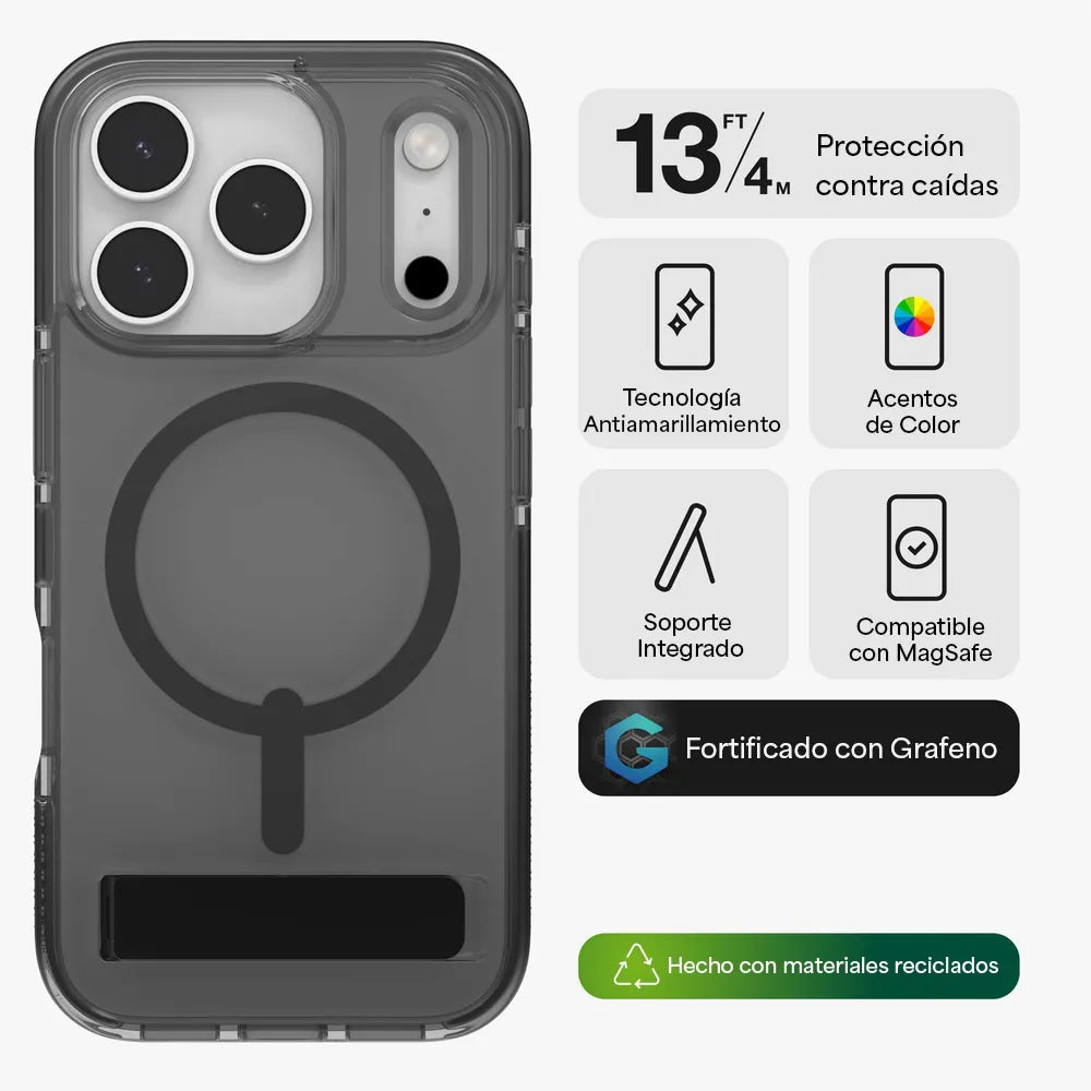 Case ZAGG Santa Cruz con MagSafe KS para iPhone 17 Pro Max - Negro Medianoche