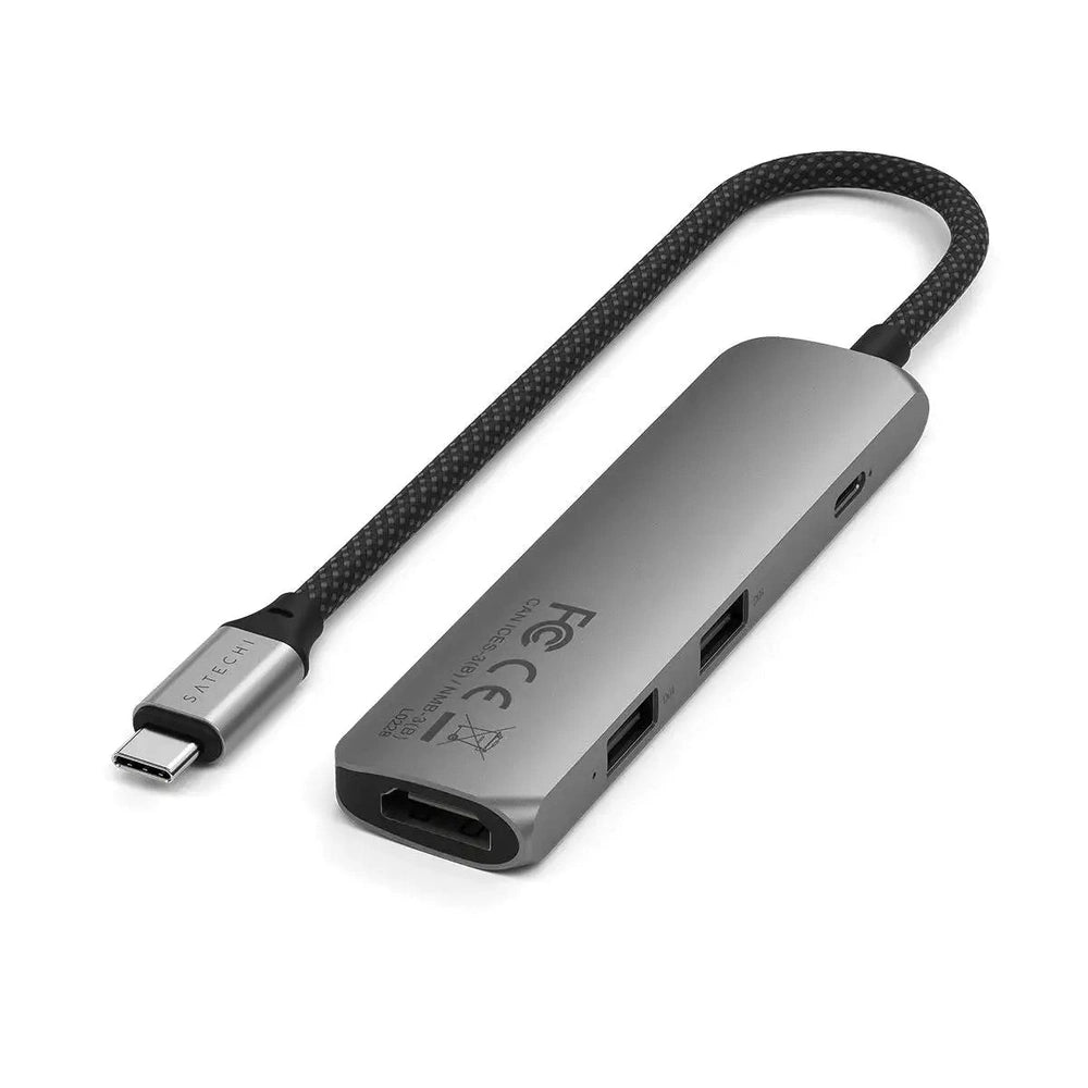 Adaptador Multipuerto Satechi Slim 4 en 1 USB-C - Gris Espacial