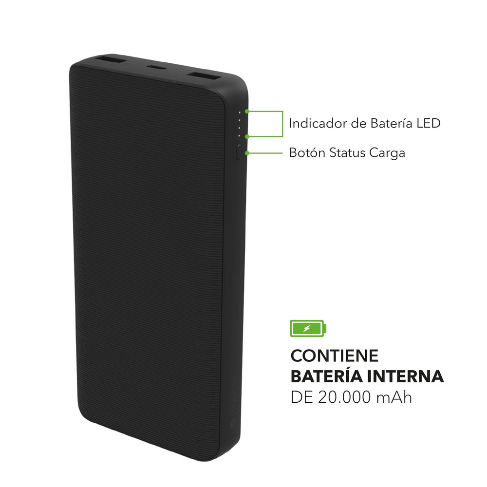 Batería externa Mophie - 20,000 mAh - Negro