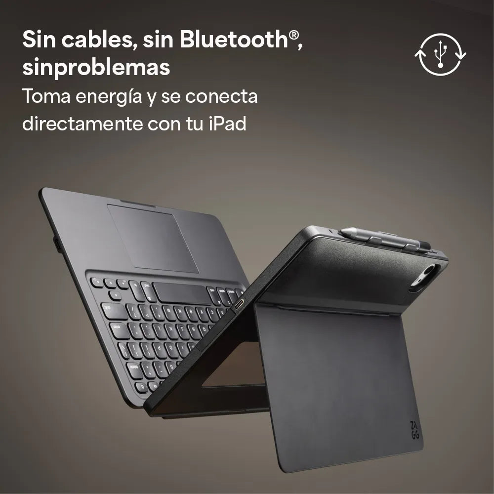 Case con Teclado Zagg Pro Keys Connect para iPad Air 13 (M4/M3/M2) - Gris