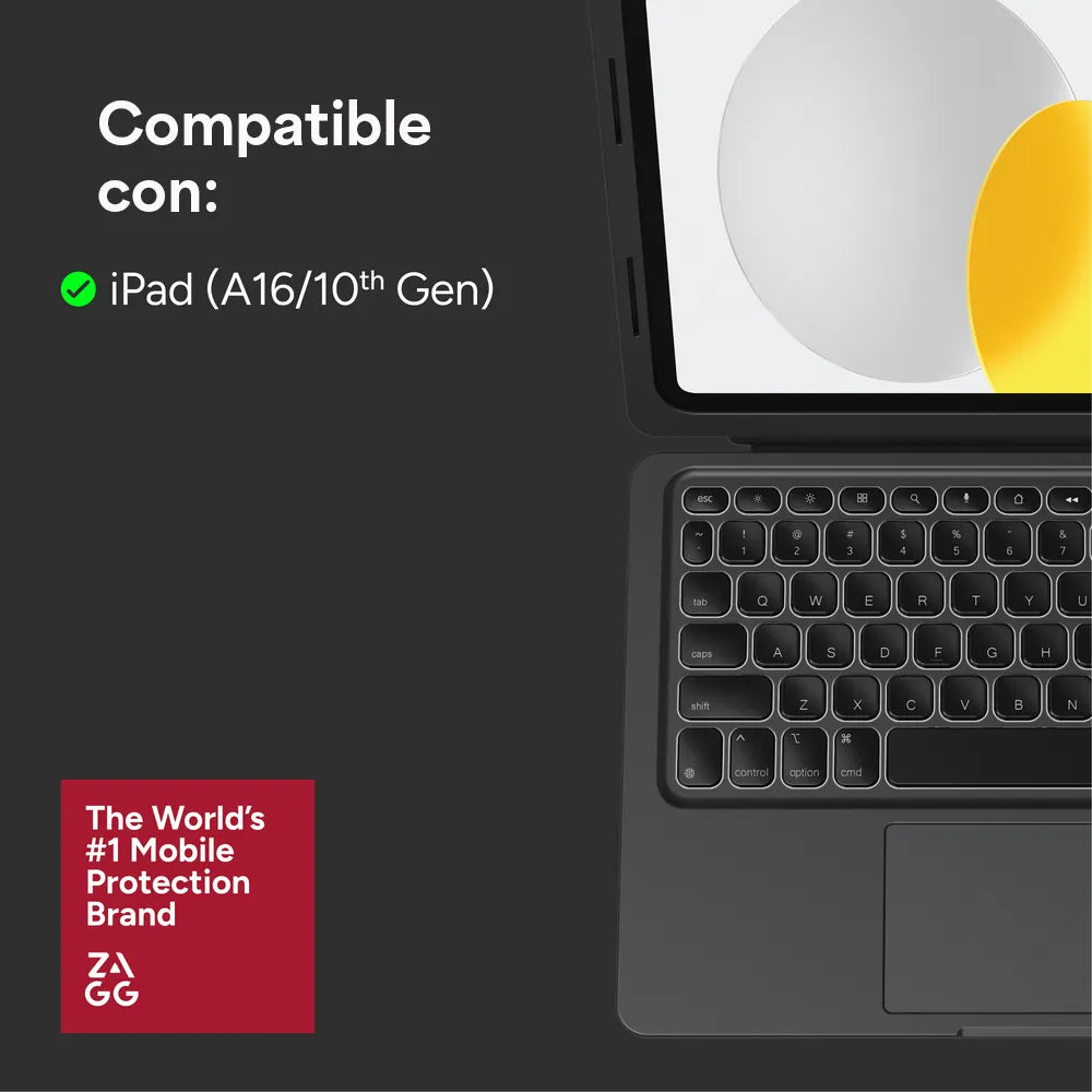Case con Teclado Zagg Pro Keys Connect para iPad 11 (A16)/iPad 10ma - Gris
