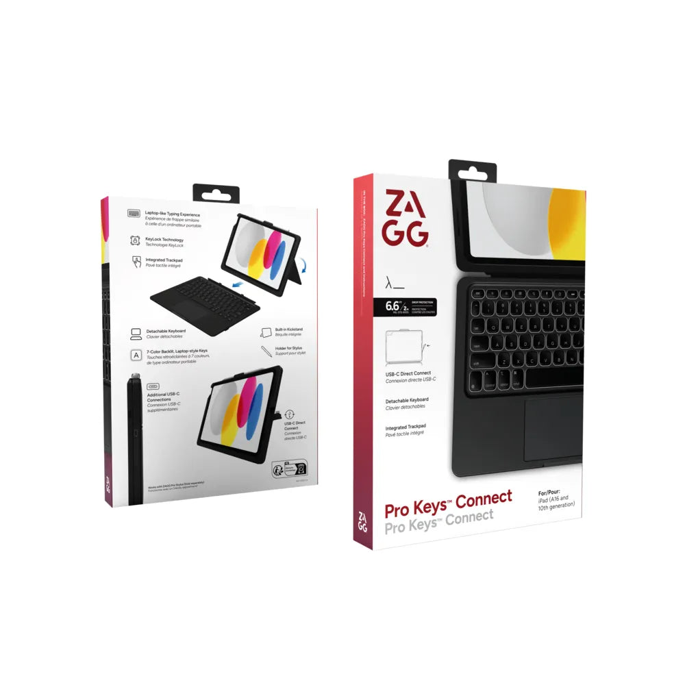 Case con Teclado Zagg Pro Keys Connect para iPad 11 (A16)/iPad 10ma - Gris