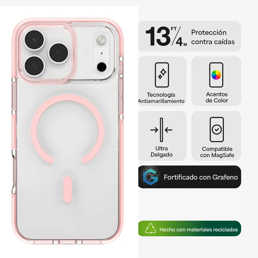 Case Zagg Santa Cruz Snap Magsafe KS para iPhone 17 Pro Max - Rosa Pastel