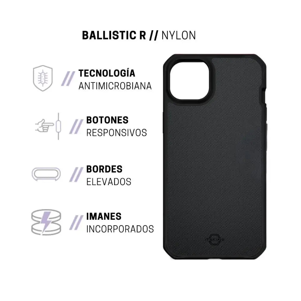 Case Itskins Ballistic Nylon con Magsafe para iPhone 13/14 - Negro