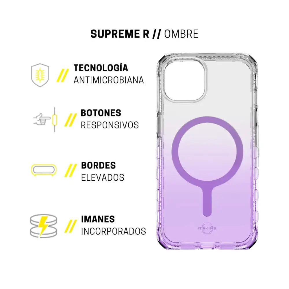 Case Itskins Supreme Ombre con Magsafe para iPhone 13/14 - Sombra Morada