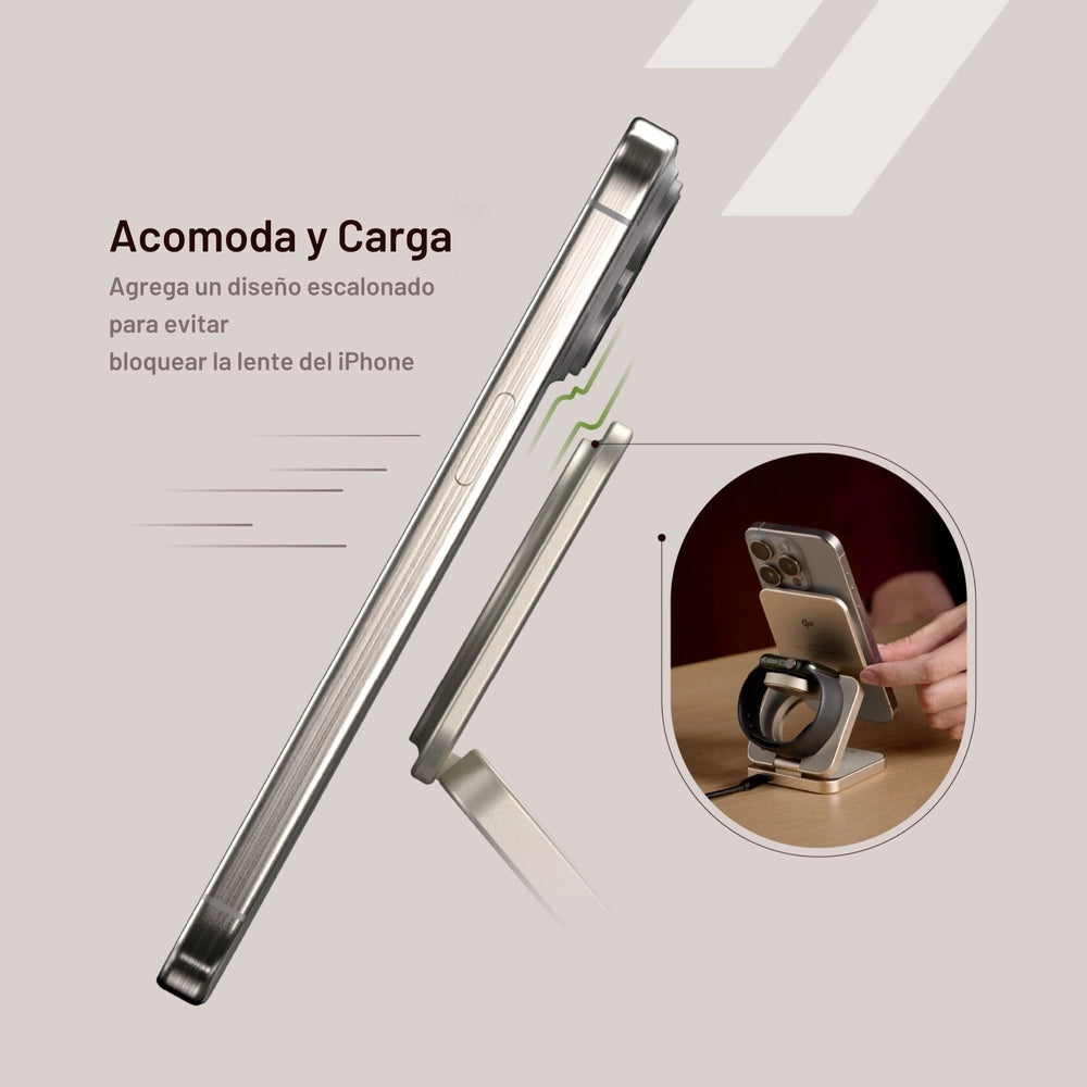 Base de Carga Inalámbrica Adam Elements Mag 3 Pro Qi2 Plegable 3 en 1 - Gris