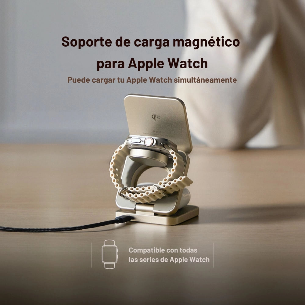 Base de Carga Inalámbrica Adam Elements Mag 3 Pro Qi2 Plegable 3 en 1 - Gris