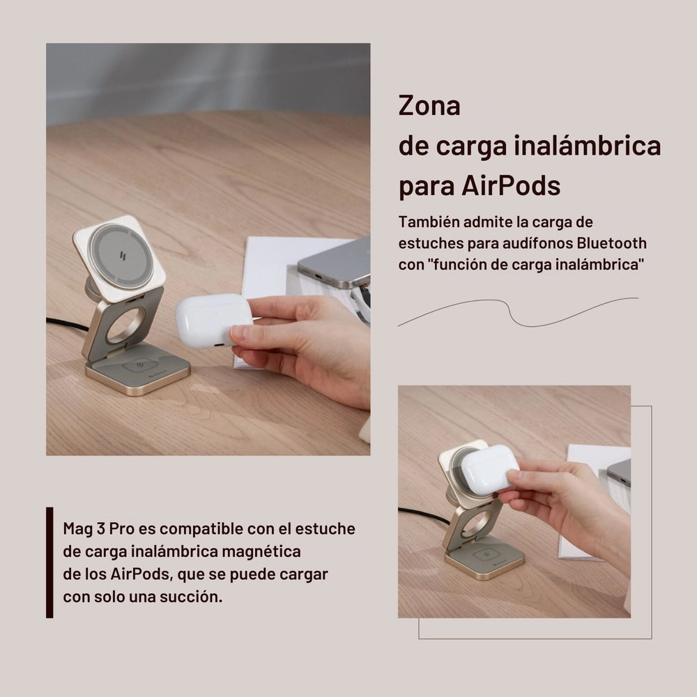 Base de Carga Inalámbrica Adam Elements Mag 3 Pro Qi2 Plegable 3 en 1 - Gris