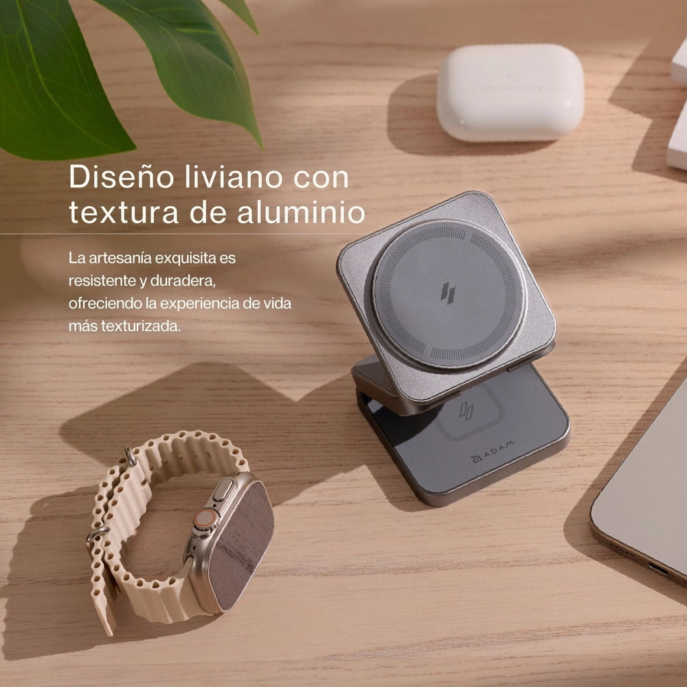 Base de Carga Inalámbrica Adam Elements Mag 3 Pro Qi2 Plegable 3 en 1 - Gris